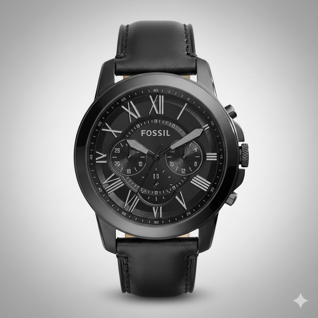 Fossil Grant Leather Belt Full Black Watch